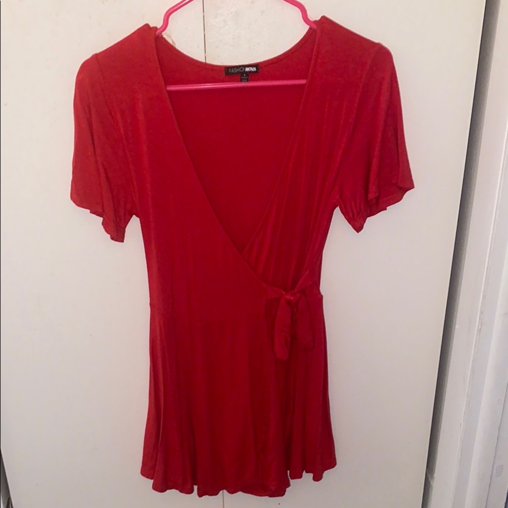 Fashion Nova Red Wrap Romper